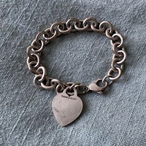 Tiffany & Co blank heart tag bracelet with lobster clasp, rare Y2K find
